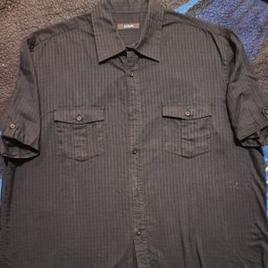 Alfani 2XL black short sleeve button down shirt